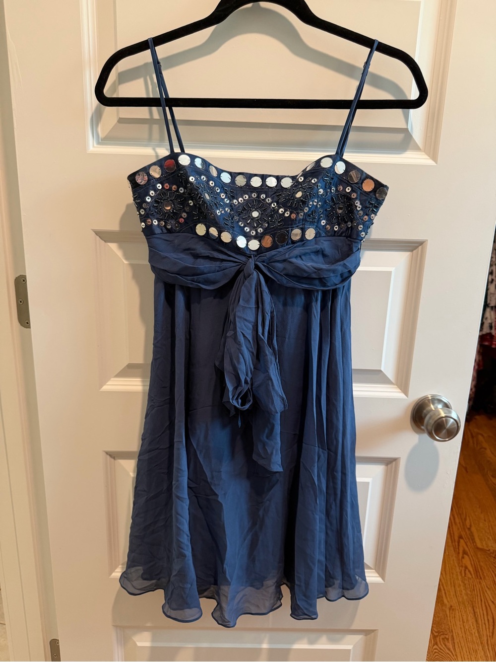 BCBGMaxAzria Navy Blue Embellished Mini Dress